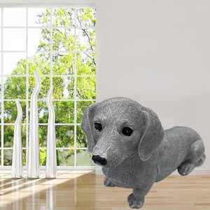 Dekorativa figurer Trädgårdsdekor Craft Dog Dachshund Statue Harts Puppy Simulation Animal Sculpture Desk Accessories Ornament Home