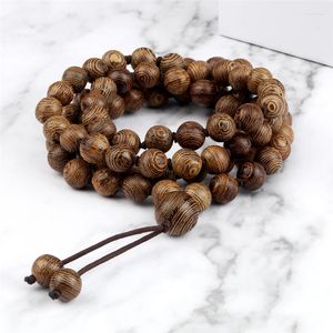 Strand 8mm träpärlor armband för män kvinnor naturliga sandelträ buddhistiska armband trä bön pärla mala halsband charm smycken gåvor