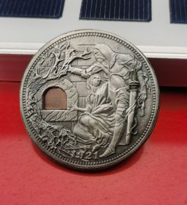Fabriksprismekaniskt mynt MOVERABLE WANDERING 1921 Holy Grail Maya Organ Activity Coin Ornaments