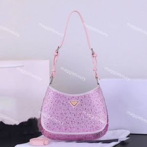 Cleo Satin Bags With Crystals Luxury Hobo Shoulder Bag Women Designer Diamond Crossbody Adjustable Handle Purse Bag