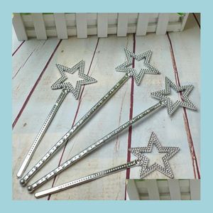 Party Favor Sliver Star Magic Wand Barn Tjej Cosplay Fairy Princess Elf Angel Streamers Rekvisita Födelsedag Xmas Bag Filler 22Cm Drop Del Dh5Cg