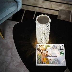 Table Lamps Modern Diamond Table Lamp Remote Led Night Lights for Bedroom Decoration Clear Lampshade Living Room Art Deco Night Light R231114