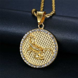 Anhänger Halsketten Skorpion 12 Konstellationen Halskette Geburtstagsgeschenke Goldfarbe Edelstahl Amulett Anhänger Sternzeichen Schmuck Dropshipping T230413