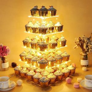 Bakningsformar 3 4 5 6 7 Tier Akrylbröllopstår Stand Crystal Cup Display Hylla Cupcake Holder Plate Birthday Party Decoration Stands 230413