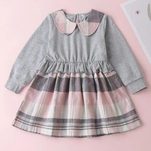 Girl Dresses Wholesale Spring & Autumn Kids Little Girls Dress Doll Collar Checkered Skirt Fashion Casual Comfort Fabric