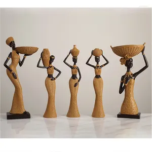 Decorative Figurines Woven Texture African Tribal Woman Black Girls Ornament Characteristic Objects Home Decor Accessories