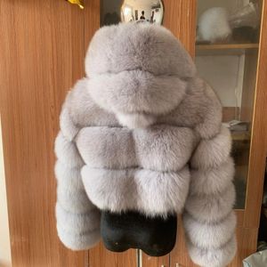 Womens Fur Faux Natural real fox fur hooded short womens coat Winter fashion warm Luxury raccoon jacket 231113