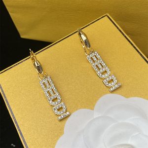 9 Designer-Ohrringe Damen-Ohrstecker, Anhänger, goldener Diamant, Buchstabe, Ohrring, Party, Hochzeit, Luxusschmuck