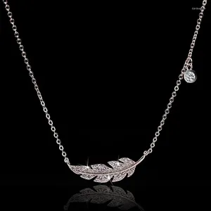 Anhänger Halsketten DODO Einfache Feder Anhänger Halskette Für Frauen Silber Farbe Kette Engagement Mode Schmuck Bijoux Femme Großhandel