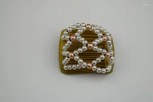 Hair Clips White Shining Pearl Beads Small Size Golden Magic Comb 20 Pcs/lot Easy To Use For Young&old