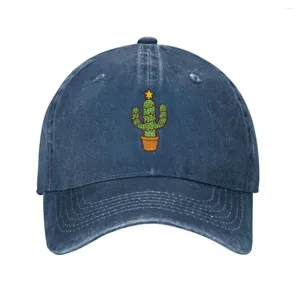 Ball Caps Cactus Christmas Tree In Blue Baseball Cap Military Man Cosplay Elegant Women'S Hats Men'S