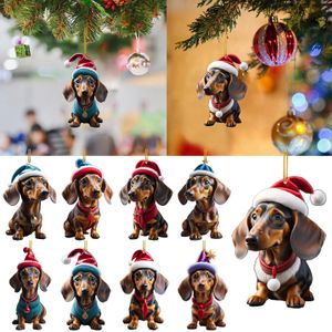 Decorazioni natalizie Cartoon Cute Dog 2023 Ornamenti Decorazione appesa Albero regalo Ciondolo personalizzato Forniture per feste 231114