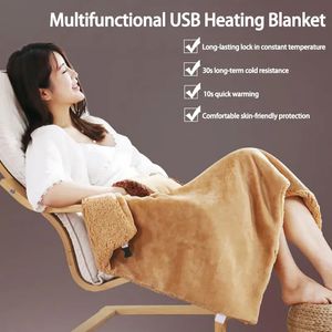 Electric Blanket USB Electric Blanket with Pocket Soft Thicker Heater Bed Warmer Machine Washable Thermostat Electric Heating Mat For Home Office 231114