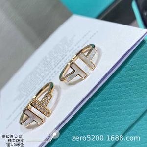 Designer originale Tiffays High Edition Double T Ring Womens 18K Gold rosa Beimu 925 Silver Pair Fashion Simple