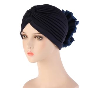 Women Muslim Turban Big Flower Hat India Cap Stretch Hat Hair Loss Headwear Hijab Islamic Inner Arab Wrap Bonnet