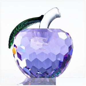 Party Favor 40mm Cut Crystal Apple Paperweight Glass Quartz Crafts Home Decor Fengshui Ornaments Figurin Miniature Souvenir Presents l Dhedm