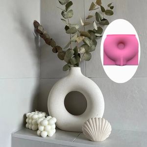 Candles Large Unique Household Arch Vase Mold For Succulent Flower Donut Flowerpot Silicone Mold Concrete Mould For Gypsum Planter 231114