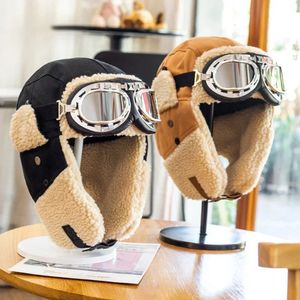 Trapper Hats Pilot Bomber Hat Unisex Wind and Cold Winter Cotton Hat Ear Protection and Velvet Earmuffs Cycling Ski Hat 231113