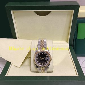35 Style unisex z papierami pudełkowymi automatyczny zegarek 126233 damskie męskie 36 mm 126203 czarny diamentowy tarcza 18K żółte złoto 126234 Dwiecowe stalowe bransoletki zegarki