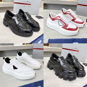 Män kvinnor loafers monolith sneakers mjuk cowhide plattform sneaker triangel logo läder sko chunky tränare storlek 35-46