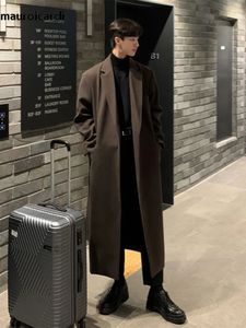 Jaquetas masculinas Mauroicardi outono inverno longo casual marrom preto macio grosso quente casaco de lã homens faixas designer de luxo plus size sobretudo 5xl 231113