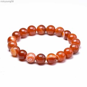 Bangle Natural Red Red Carnelian Round Półprzewodnikowe kamienie koraliki 6 8 10 mm bransoletki Kobiety mężczyzn uzdrawianie biżuterii Akcesoria Prezent 231114