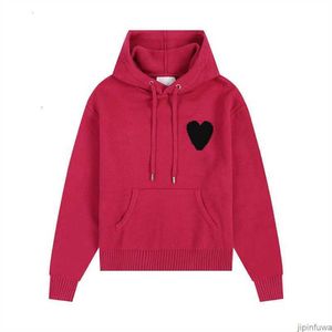 Amis Pull Amisweater Suéter de malha com capuz Amis Paris pulôver com capuz vermelho coração masculino feminino casual moletom coeur coração amor padrão suor jumper 6144