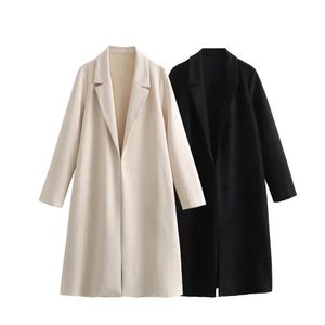 Womens Wool Blends Unizera Autumnwinter Product Fashion Loose Vneck Long Sleeve Open Fleece Texture Coat 231114