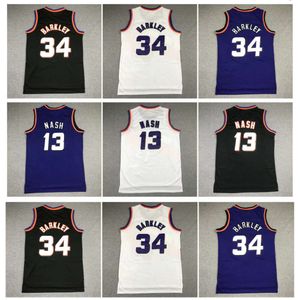 SL Suns Charles Barkley Jersey Phoenixs Steve Nash Mitch Ness Branco Purple Black Size S-xxl