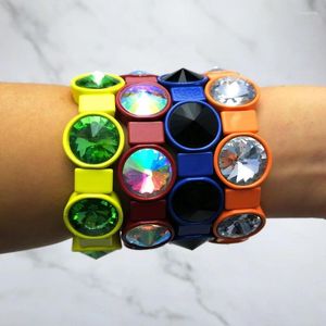 Armreif ZWPON Geometrische Farbe Fliesen Perle Kristall Punkt Armband Für Frauen Modedesigner Dehnbar Spitz Charme Armreifen Großhandel