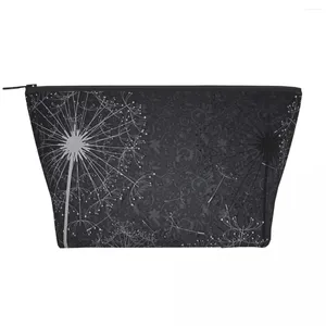 Cosmetic Bags Black White Dandelion Trapezoidal Portable Makeup Daily Storage Bag Case For Travel Toiletry Jewelry