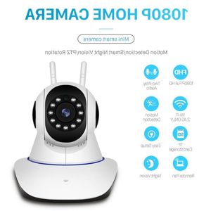 Freeshipping Smart 1080p WiFi IP -kamera Trådlös inomhus 2MP IP -kamera 360 grader Hempanoramikväll Max 64 GB ICSEE APP AJIJF