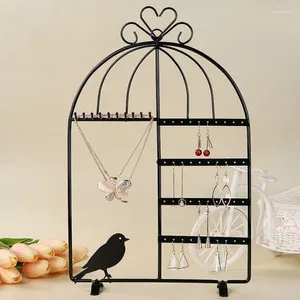 Bolsas de jóias Ferro Metal Birdcage Display Stand Organizador Rack Pendurado Parede Para Mulheres Brincos Colares Pulseiras Suportes de Armazenamento