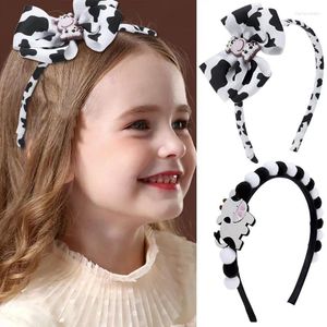 Hair Accessories Fashion Cow Headbands Ribbon Print Non-slip Hoops Kids Hairband Lovely Bow Ornament Headband Boutique Hairbands Headwear