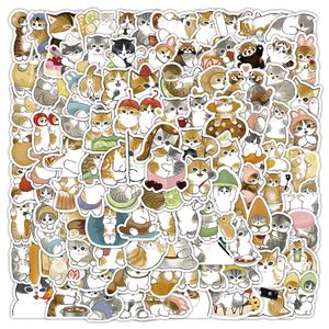 100st Cartoon Cute Cat Stickers Waterproof Vinyl Sticker för skateboard bärbar dator Bagage Notebook Water Bottle Bicycle Car Decals barn Toys Presents