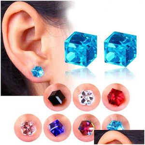 Stud Zircon Cube Manyetik Zayıflama Küpe Kilo Ver Sağlık Paylaşmamış Küpe Mıknatıs Mücevherleri Erkekler İçin Mücevherler Kadınlar Damal Teslim Dhgarden DHXW3