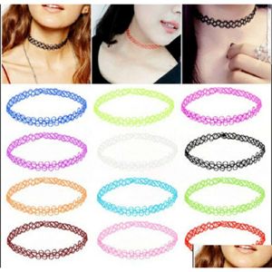 Outros acessórios de moda Tattoo Rainbow Chokers colar colar de colar vintage Stretch Henna gótico elástico elástico jóias dhgarden dhwg2