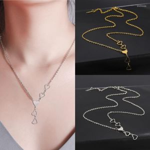 Kedjor rostfritt stål halsband eleganta känsliga hjärthänge charmkedja koreansk modehalsband för kvinnliga smycken gåvor