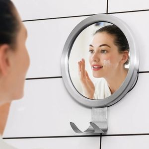 Compact Mirrors Bathroom Anti-fog Mirror Powerful Suction Cup Bath Shower Mirrors Wall Mounted Make Up Man Shaving Mirror with Shaver Holder 231113