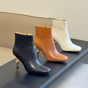 Mulheres de alta qualidade botas de grife de luxo salto alto tornozelo botas nuas elegantes saltos quadrados de escritório tamanho 35-41