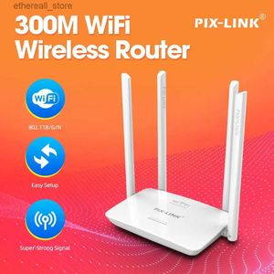 Маршрутизаторы PIX-LINK WR08 Беспроводной маршрутизатор 300 Мбит/с 802.11 B/G/N с 4 антеннами-удлинителями WPS 2.4G Сетевой высокоскоростной маршрутизатор для домашнего офиса Q231114