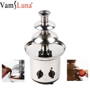Other Kitchen Dining Bar Stainless Steel Chocolate Fondue Fountain Big Capacity 3 Tiers Chocolat Melt With Heating Machin For BBQ Sauce Party 231113