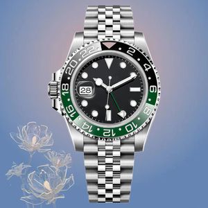 Titta på AAA Quality Man Designer Watch GMT 8215 Högkvalitet Mekanisk rörelse 40mm svart urtavla svart och grön porslin Bezel Sprite Watch 904l Steel Jubilee Watch