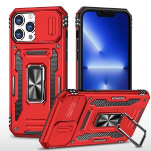 Shockproof Slide Lens Camera Case Phone Cover For iPhone 15 14 Plus 13 12 11 Pro Max XR XS Max Samsung S23 Plus Ultra A33 A53 A73 5G Armor Kickstand Back Cover