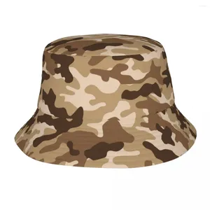 Berets Military Camouflage Bucket Hat Summer Army Army Camo Field Unikalny projekt składany do kempingowych czapek połowowych Panama