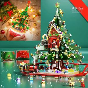 Blocks Christmas Music Box Building Tree Father Elk Year Gift Set Children's Toys Gifts 231114