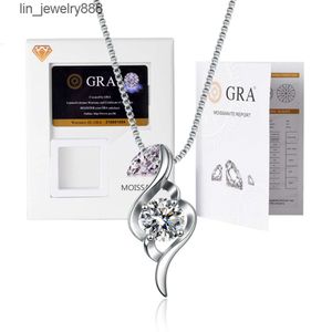 Hoyon S925 Silver D Color VVS Moissanite Diamond 18K Gold Necklace Women's Jewelry Ins Niche Design Round Pendant Clavicle Chain