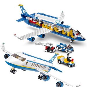 Fordons Toys City Airplane Building Blocks Airplane Figure Shuttle Bus Bagage Truck Blocks Airliner Model Bricks Kids Assemble Toys Gift Setl231114