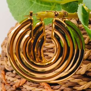 USENSET Wholesale Charm Chunky Hoop Earrings Stainless Steel Metal 18K Gold Plated Waterproof Huggie Earrings Jewelry for Women