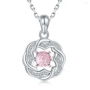 Anhänger 925 Sterling Silber Tanzende Kubikzironia Blume Anhänger Halskette Schmuck Geburtstag Weihnachtsgeschenke Für Frauen Tochter Freundin